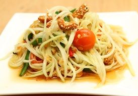 green papaya salad and pasta