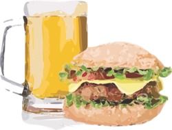 burger and beer drawing