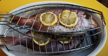 fish with lemon on the grill