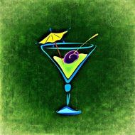green cocktail in a glass