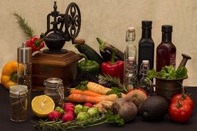 fresh still life vegetables