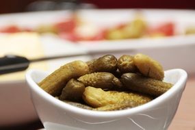 pickled cucumbers in bowl