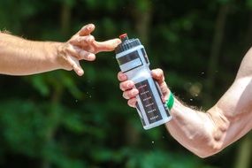 Man holding a water bottle