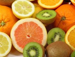 juicy and fresh oranges lemon kiwi