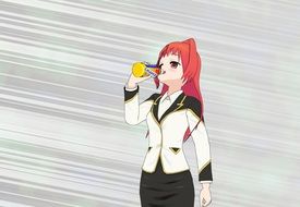 anime girl quenches thirst
