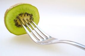 Slice of kiwi on a fork