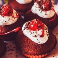 cupcake with cherries