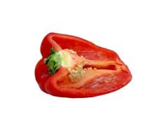 sliced bell peppers on a white background