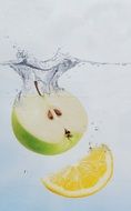 apple and lemon in water