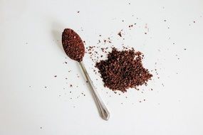 coffe instant in spoon on white table