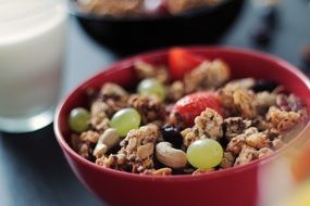 breakfast with mussels and fruit