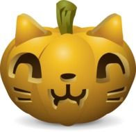 pumpkin carved in a shape of cat