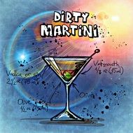 refreshing cocktail dirty martini in the illustration