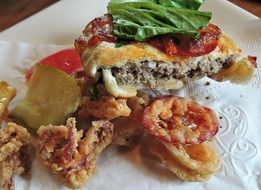 pizza burger cheese pepperoni