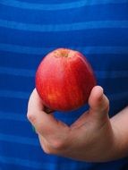 red apple in man's hand