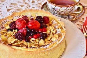 cheesecake with berries and almond