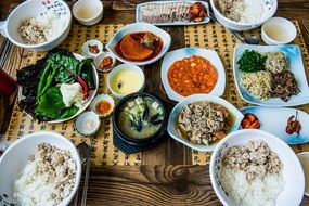 different delicious dining food korean