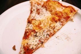 cheese slice of pizza on a white plate