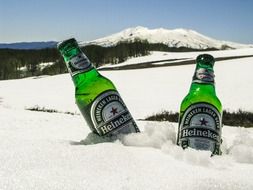 beer heineken in snow