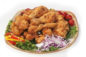 fried chicken on lettuce