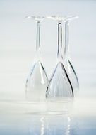 Empty transparent champagne glasses