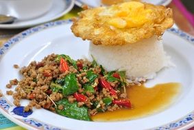 fried rice with pork and greens