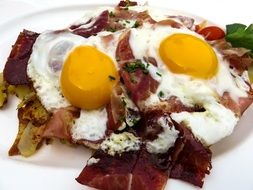 Egg and bacon British breakfast