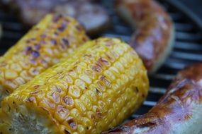 grilled sausage and corn