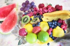 colorful fresh fruits, summer dessert