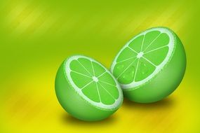 The picture with two parts of lime