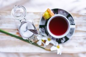black tea with sweets