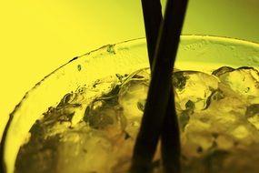 cocktail drink with straws, detail