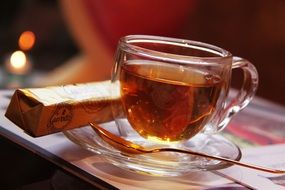 fruit tea in a glass cup