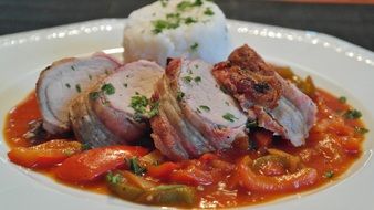 pork fillet with pepper and sauce