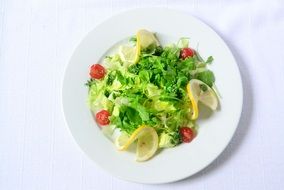 salad on a white plate