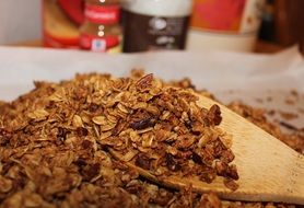 granola, oats with cinnamon and brown sugar, healthy food