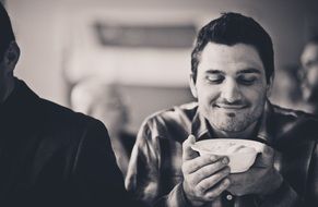 happy man eating ice cream
