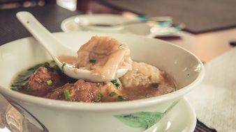 Chinese traditional soup with dumplings