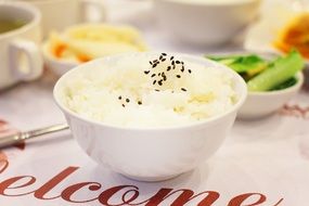 rice in a white plate