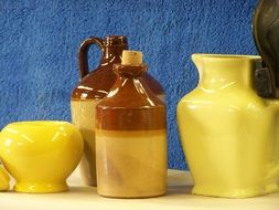 yellow-brown dishes on the table