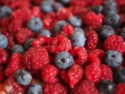 sweet raspberries and blueberries