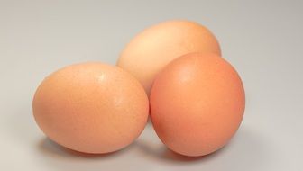 three brown eggs