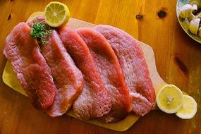 Raw meat slices