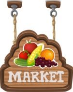 Sign of fruit and vegetable market