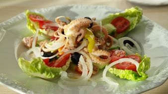 salad with octopus and vegetables