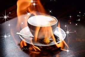 Drawing of the cappuccino in flame