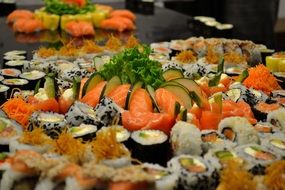 colorful sushi on presentation