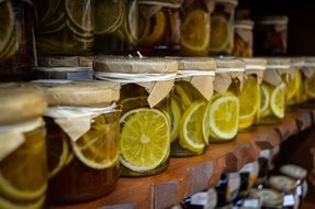 a lot of jars with lemon jam