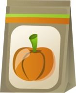 bag for natural organic food with pumpkin drawing