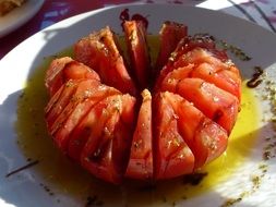 spanish cuisine, sliced baked tomato